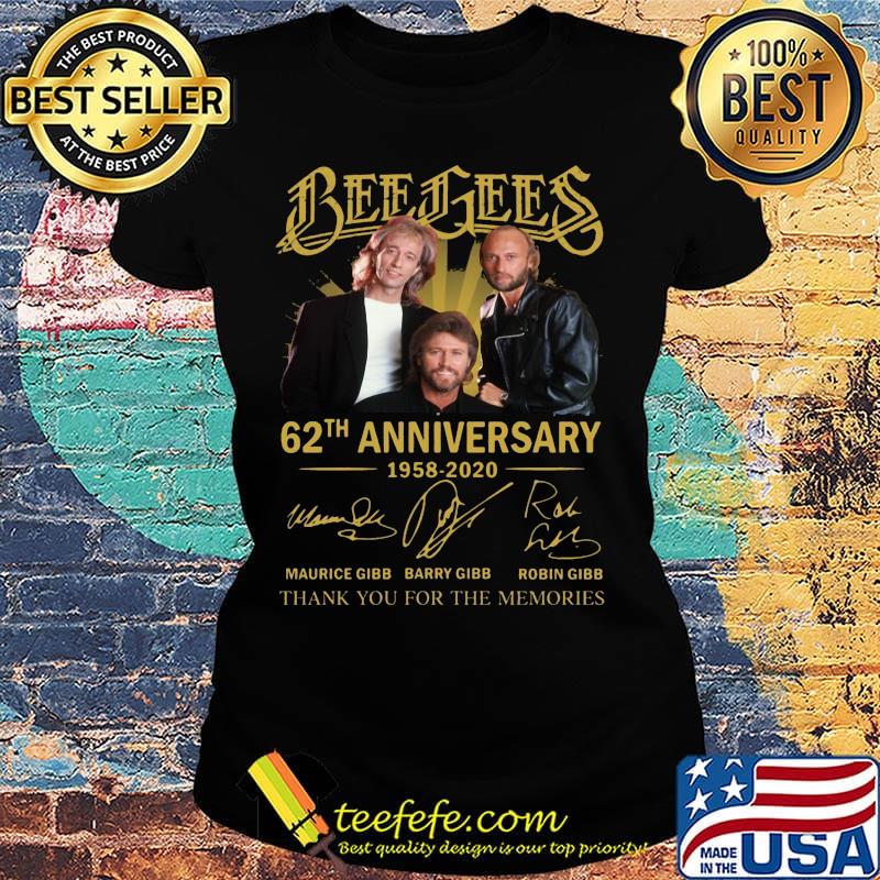 Bee gees 62th anniversary 1958 2020 thank you for the memories signatures s Ladies tee Bee gees 62th anniversary 1958 2020 thank you for the memories signatures s Ladies tee