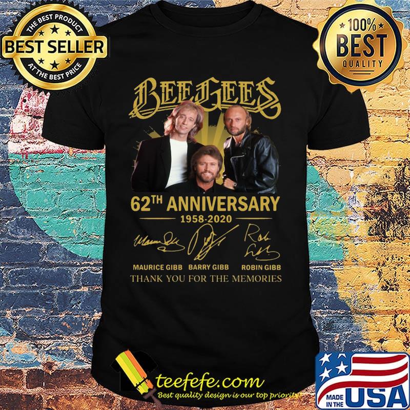 Bee gees 62th anniversary 1958 2020 thank you for the memories signatures shirt