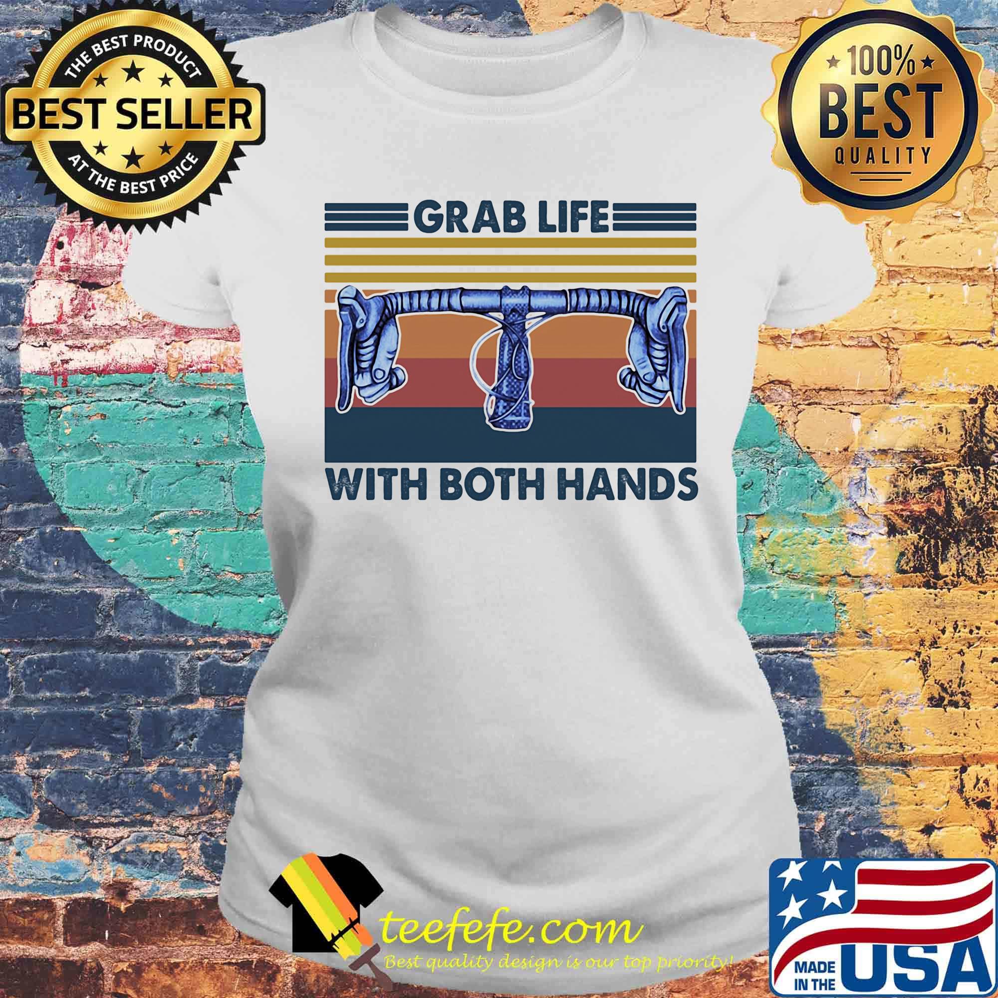 Bicycle grab life with both hands vintage retro s Laides tee Bicycle grab life with both hands vintage retro s Laides tee