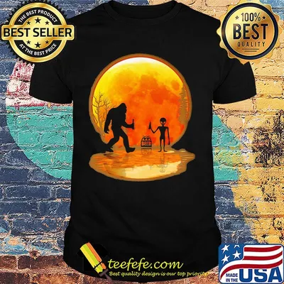 Bigfoot drink beer alien moon blood shirt