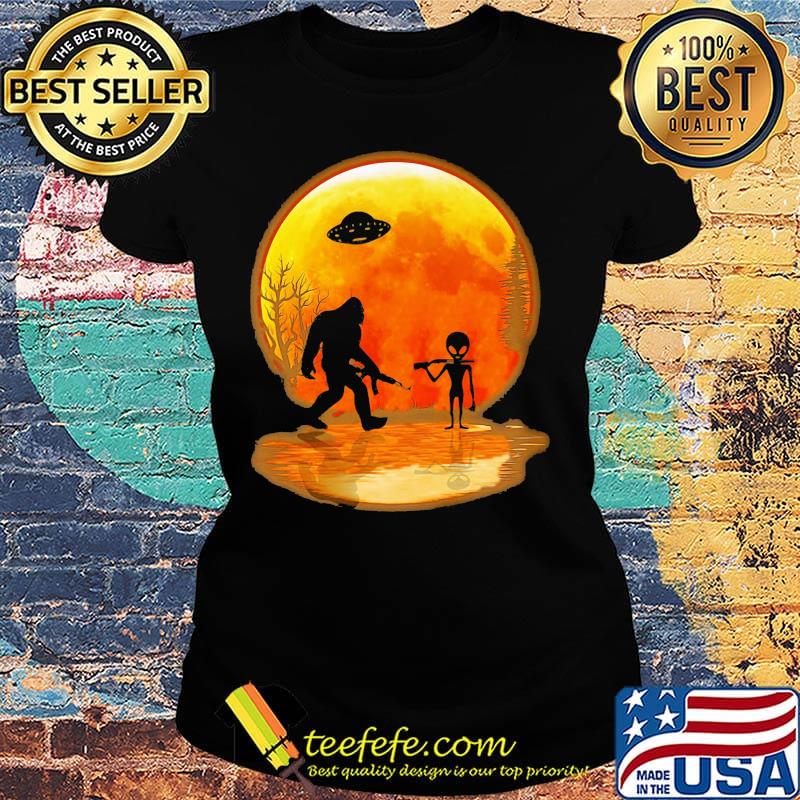 Bigfoot UFO hunter alien moon blood s Ladies tee Bigfoot UFO hunter alien moon blood s Ladies tee