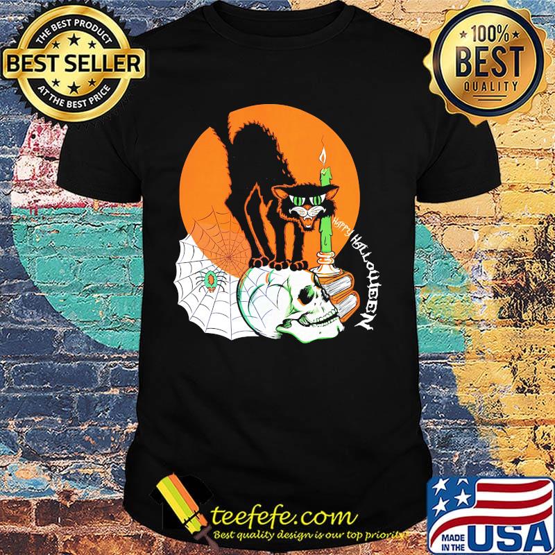 Black Cat Happy Holloween Sunset shirt Black Cat Happy Holloween Sunset shirt
