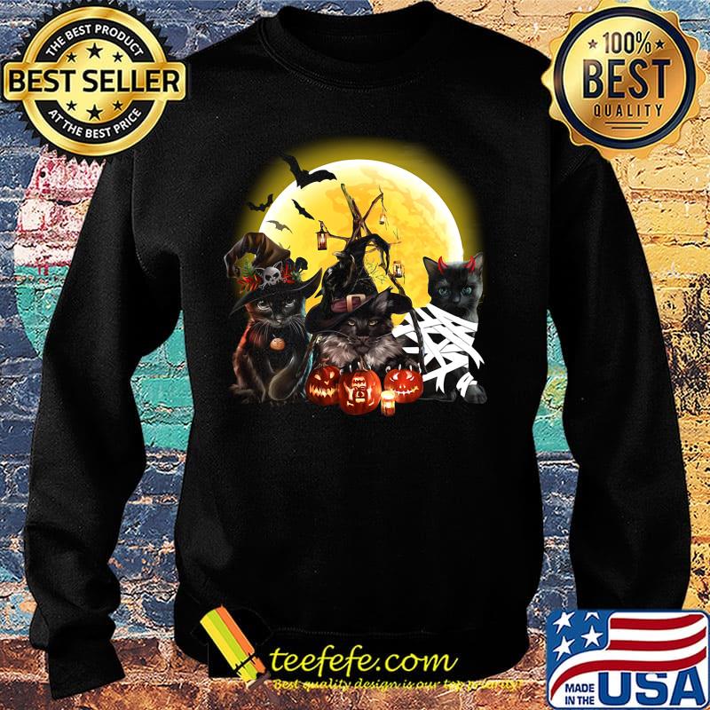 Black Cat Witch Hat Pumpkin Moon Halloween Shirt Sweater Black Cat Witch Hat Pumpkin Moon Halloween Shirt Sweater