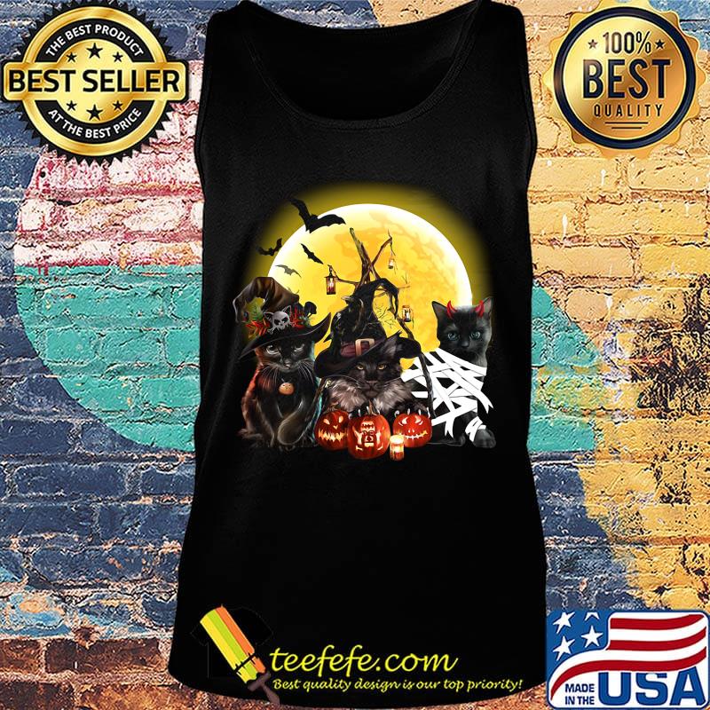 Black Cat Witch Hat Pumpkin Moon Halloween Shirt Tank top Black Cat Witch Hat Pumpkin Moon Halloween Shirt Tank top