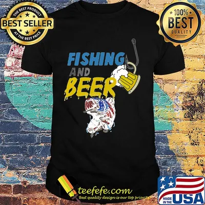 Black fishing and beer shirt