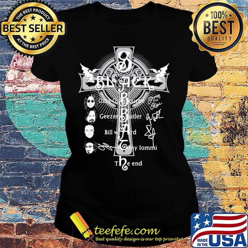 Black sabbath faith cross members signatures s Ladies tee Black sabbath faith cross members signatures s Ladies tee