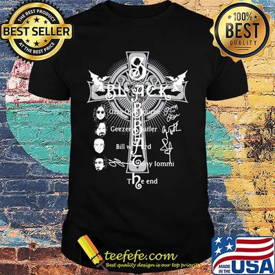 Black sabbath faith cross members signatures shirt