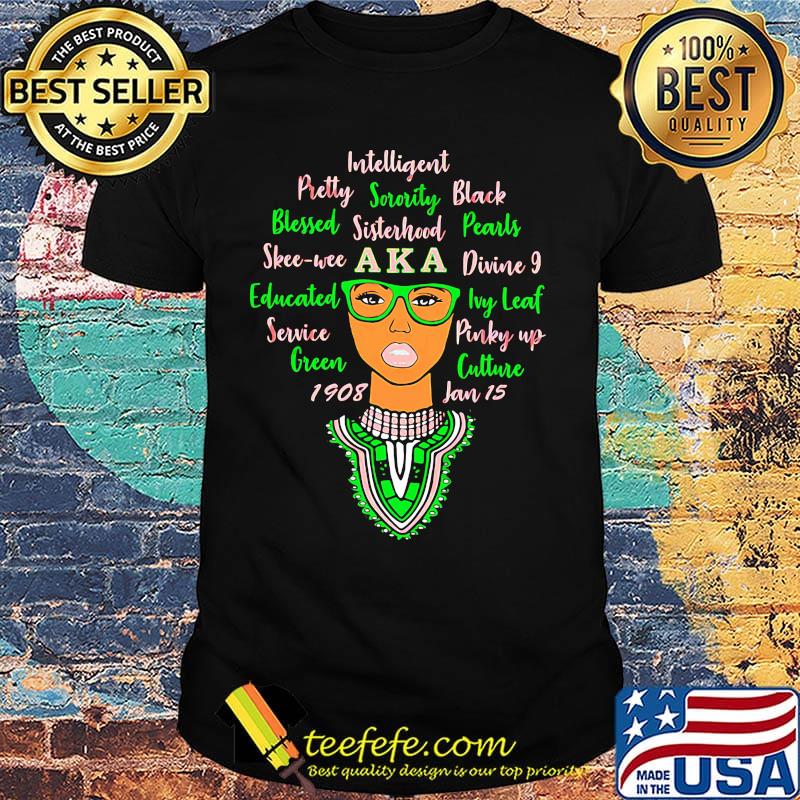 Black woman intelligent pretty sorority black blessed aka divine 9 educated ivy leaf shirt