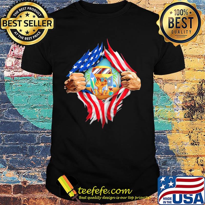 Blood insides camping pug american flag independence day shirt