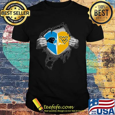 Blood insides carolina panthers and west virginia heartbeat shirt