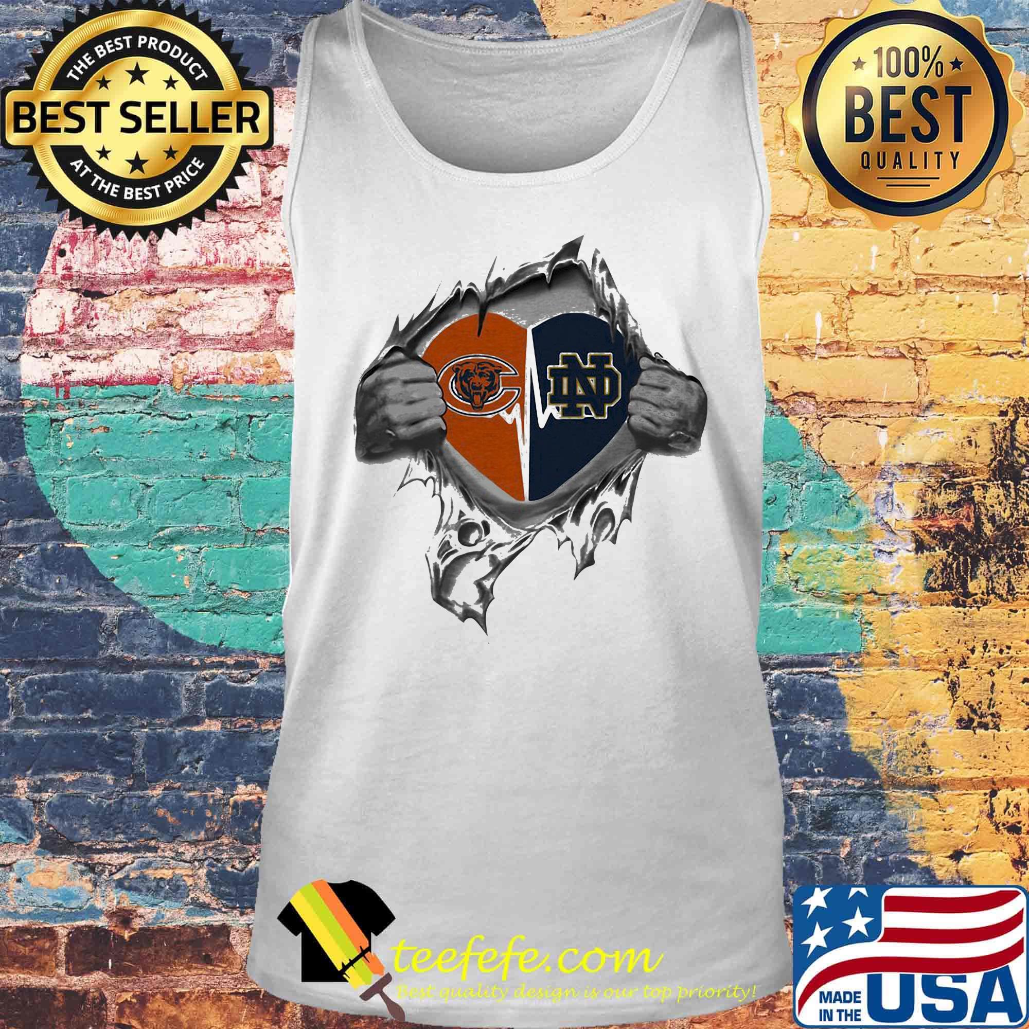 Blood insides chicago bears and notre dame fighting irish heart s Tank top Blood insides chicago bears and notre dame fighting irish heart s Tank top