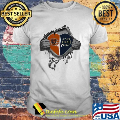 Blood insides chicago bears and notre dame fighting irish heart shirt