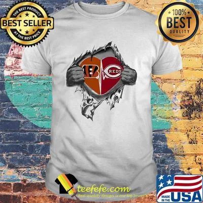Blood insides cincinnati bengals and cincinnati reds heart shirt