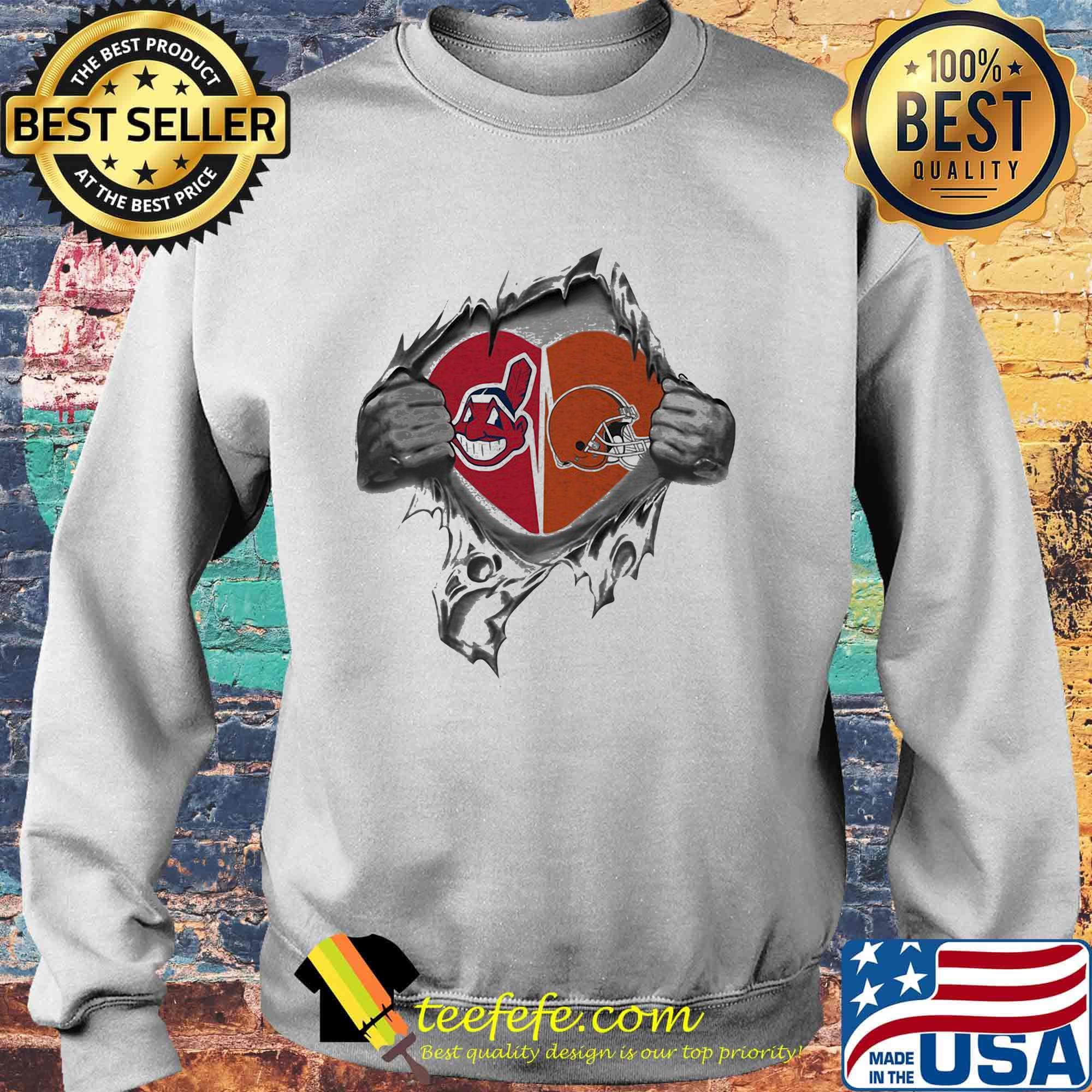 Blood insides cleveland indians and cleveland browns heart s Sweater Blood insides cleveland indians and cleveland browns heart s Sweater