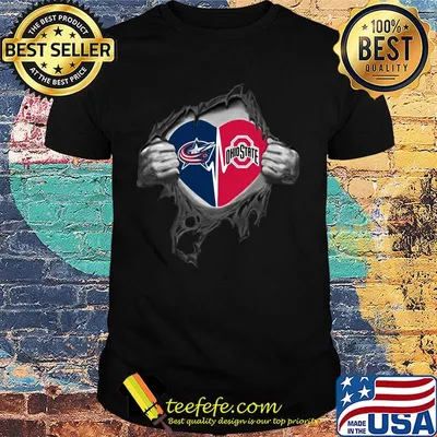 Blood insides columbus blue jackets and ohio state buckeyes heartbeat shirt