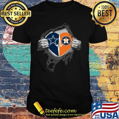 Blood insides dallas cowboys and houston astros heartbeat shirt