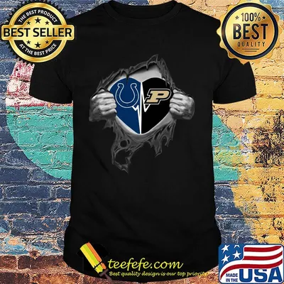 Blood insides indianapolis colts and purdue university heartbeat shirt