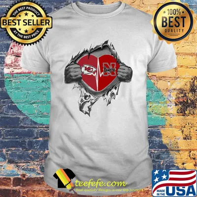 Blood insides kansas city chiefs and nebraska cornhuskers heart shirt