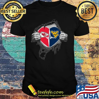Blood insides kansas city chiefs and west virginia heartbeat shirt