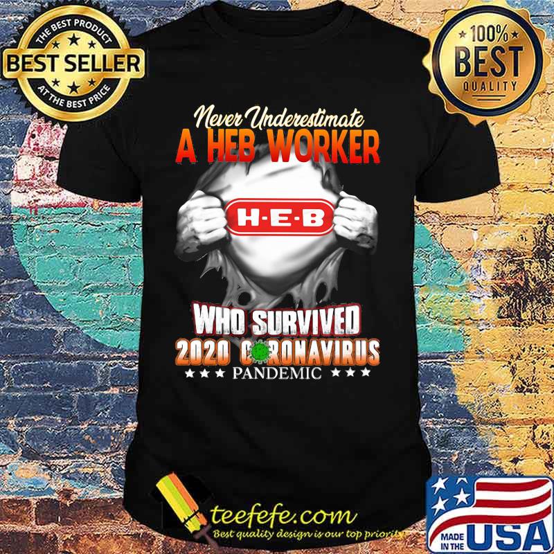Blood insides never underestimate a heb worker who survived 2020 coronavirus pandemic shirt