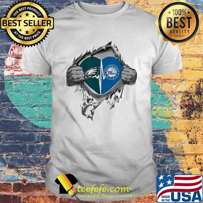 Blood insides philadelphia eagles and philadelphia 76ers heart shirt