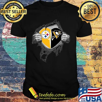 Blood insides pittsburgh steelers and pittsburgh penguins heartbeat shirt
