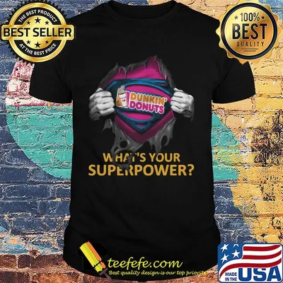 Blood insides superman dunkin donuts what's your superpower shirt
