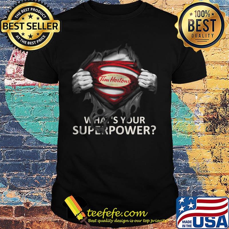 Blood insides superman tim hortons what's your superpower shirt