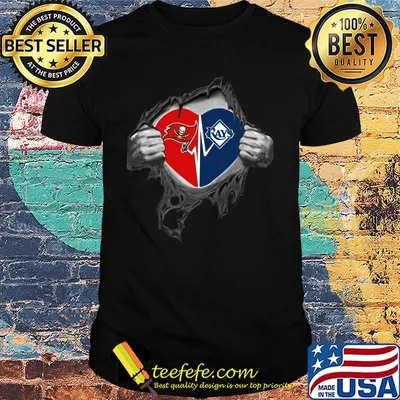 Blood insides tampa bay buccaneers and tampa bay rays heartbeat shirt
