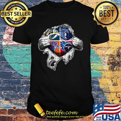 Blood insides tennessee nashville predators memphis tigers memphis grizzlies and tennessee titans logo shirt