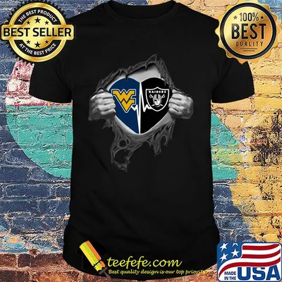 Blood insides west virginia and los angeles raiders heartbeat shirt