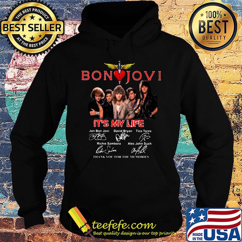 Bon jovi band it's my life thank you for the memories signatures s Hoodie Bon jovi band it's my life thank you for the memories signatures s Hoodie