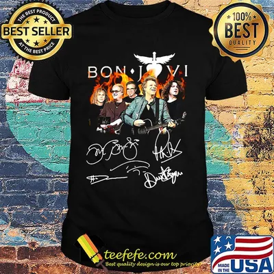 Bon jovi band members signatures shirt