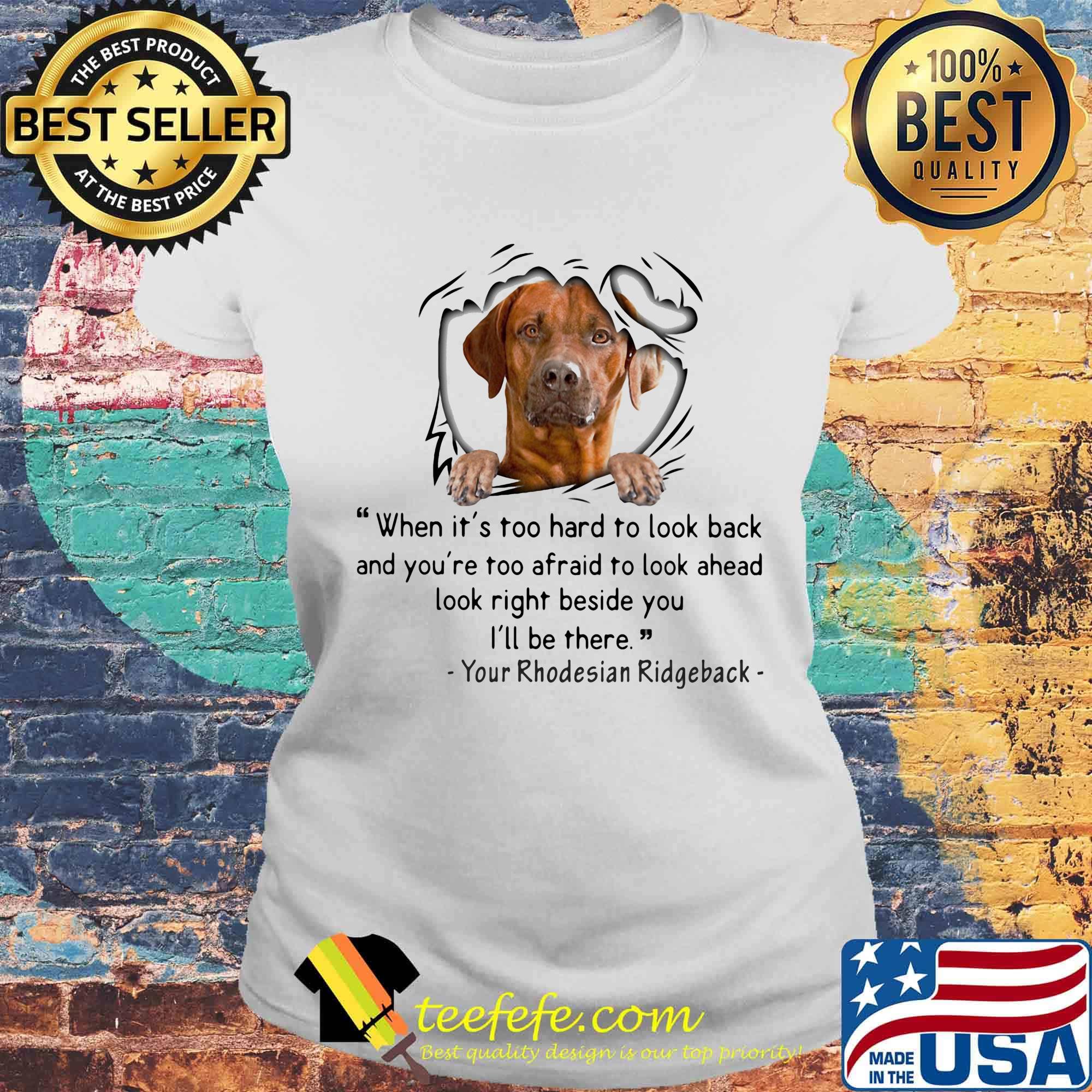 Boxer when it's too hard to look back and you're too afraid to look ahead look right beside you i'll be there your rhodesian ridgeback s Laides tee Boxer when it's too hard to look back and you're too afraid to look ahead look right beside you i'll be there your rhodesian ridgeback s Laides tee