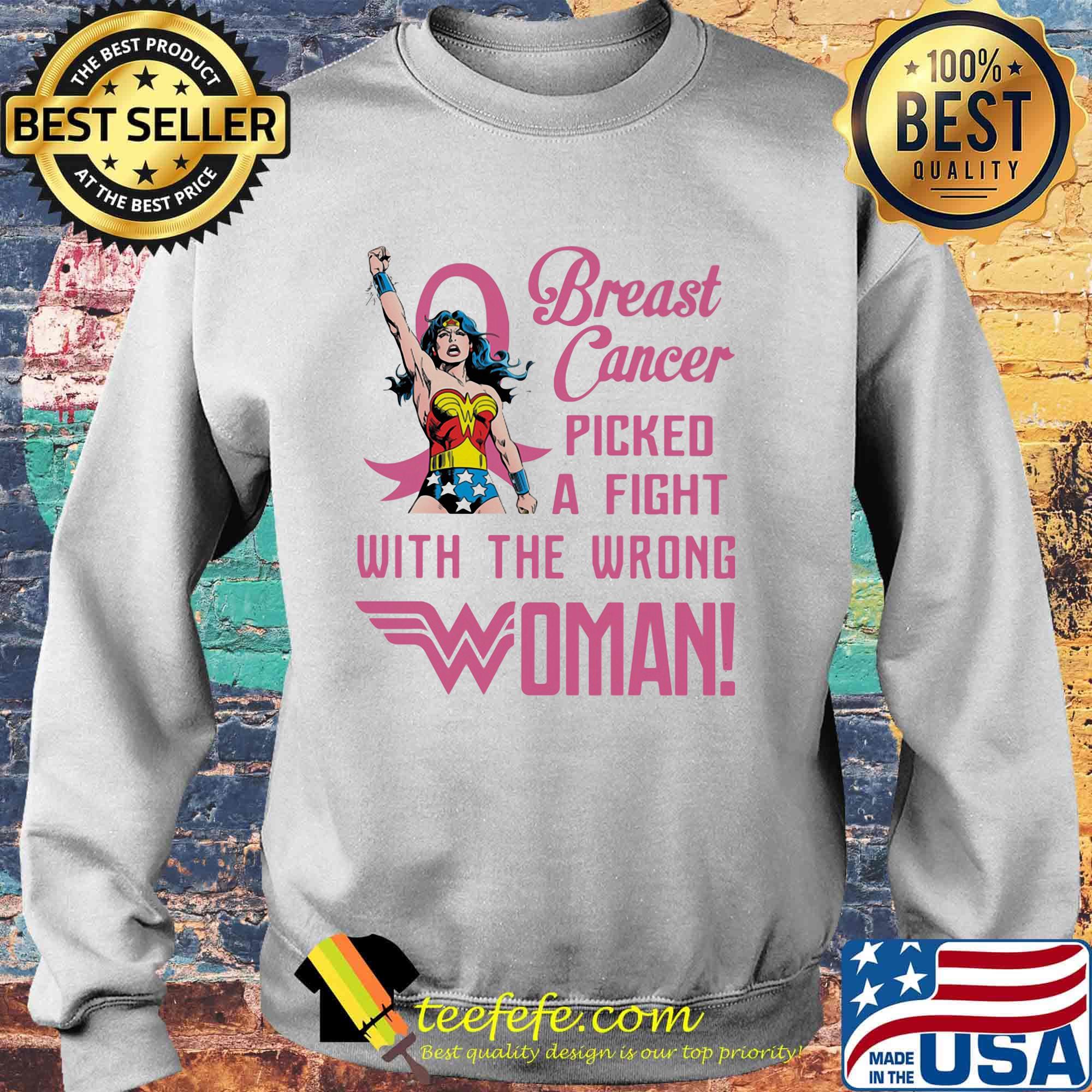 Breast cancer picked a fight with the wrong wonder women s Sweater Breast cancer picked a fight with the wrong wonder women s Sweater