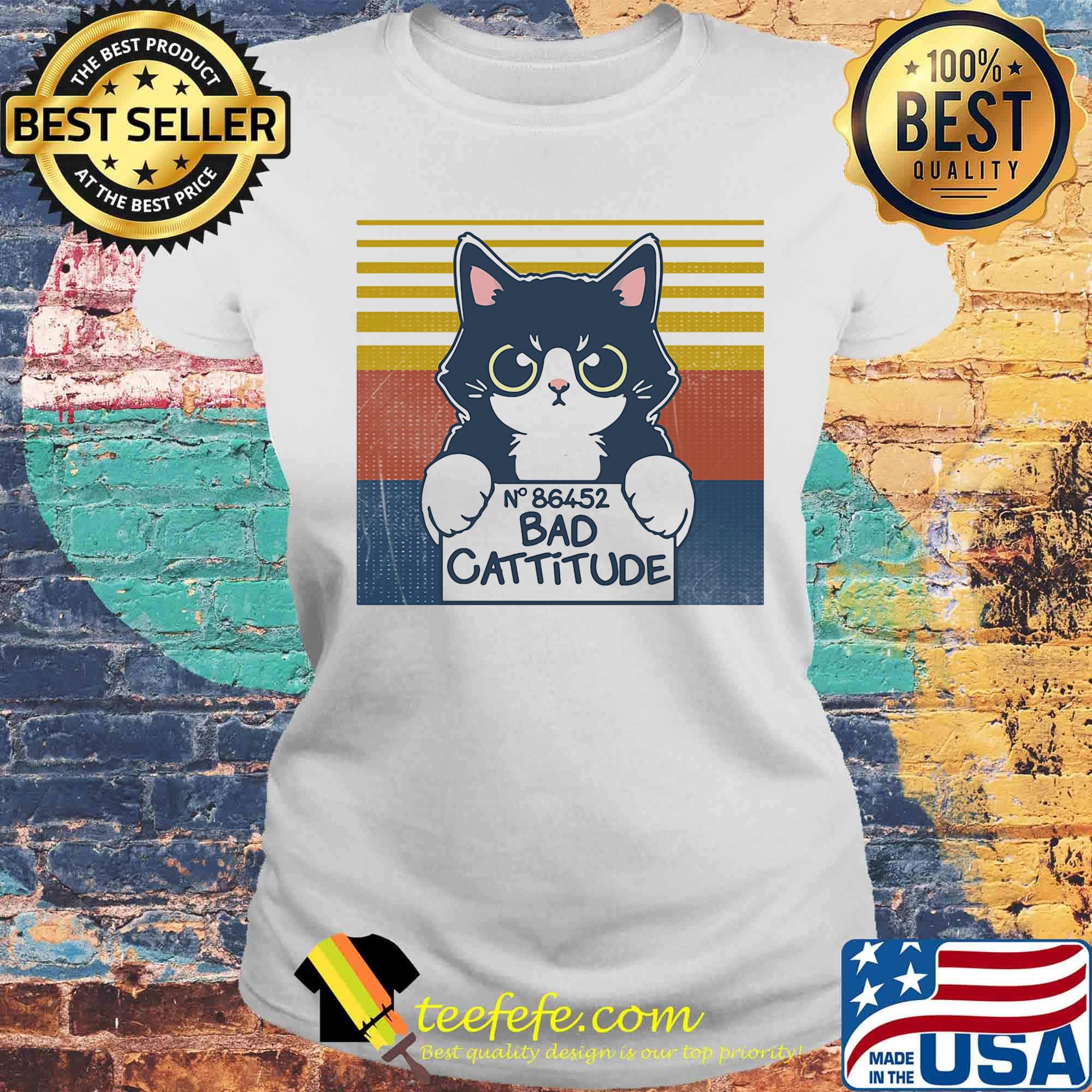 Cat bad cattitude vintage retro s Laides tee Cat bad cattitude vintage retro s Laides tee