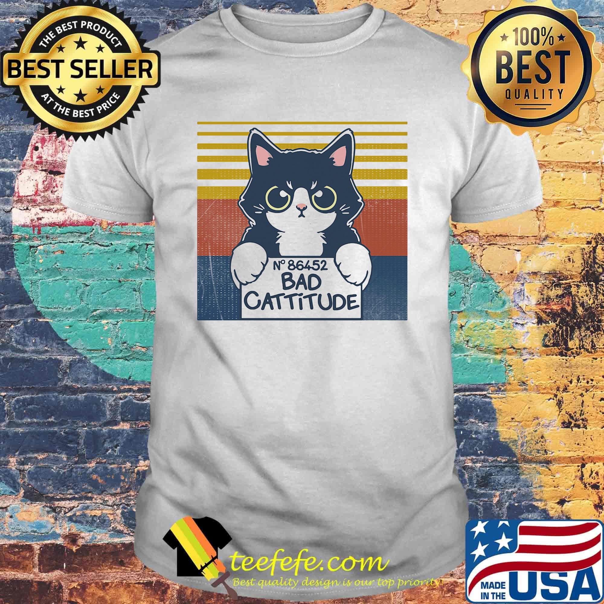 Cat bad cattitude vintage retro shirt