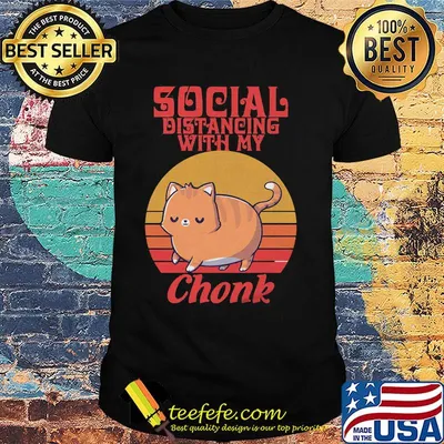 Cat social distancing with my chonk vintage retro shirt