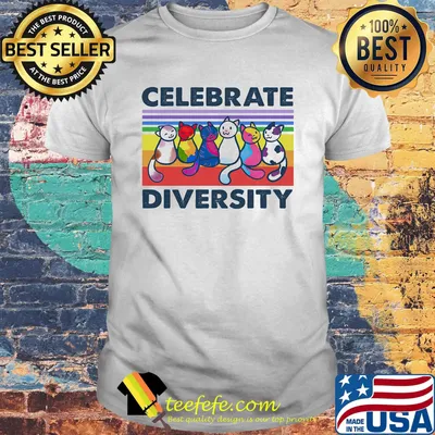 Celebrate Diversity Cat Color Vintage Retro Shirt