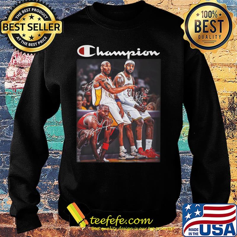 Champions kobe bryant lebron james and michael jordan basketball players signatures s Sweater Champions kobe bryant lebron james and michael jordan basketball players signatures s Sweater