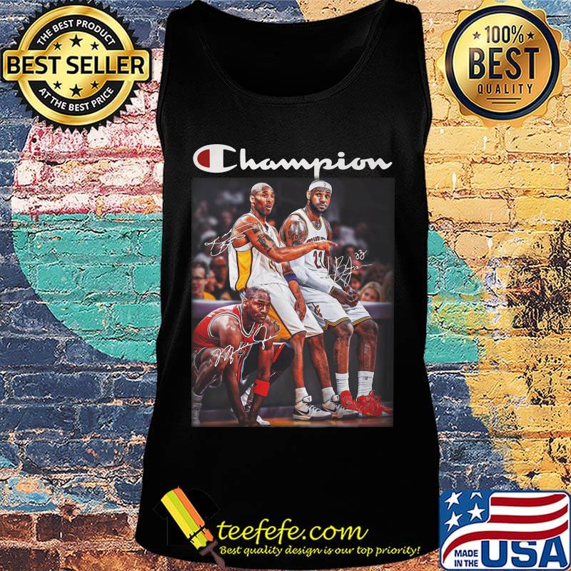 Champions kobe bryant lebron james and michael jordan basketball players signatures s Tank top Champions kobe bryant lebron james and michael jordan basketball players signatures s Tank top