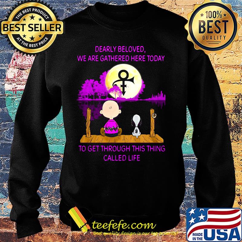 Charlie brown and snoopy dearly beloved we are gathered here today to get through this thing called life moon logo s Sweater Charlie brown and snoopy dearly beloved we are gathered here today to get through this thing called life moon logo s Sweater