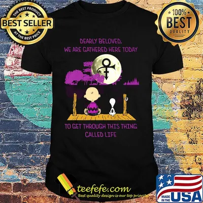 Charlie brown and snoopy dearly beloved we are gathered here today to get through this thing called life moon shirt