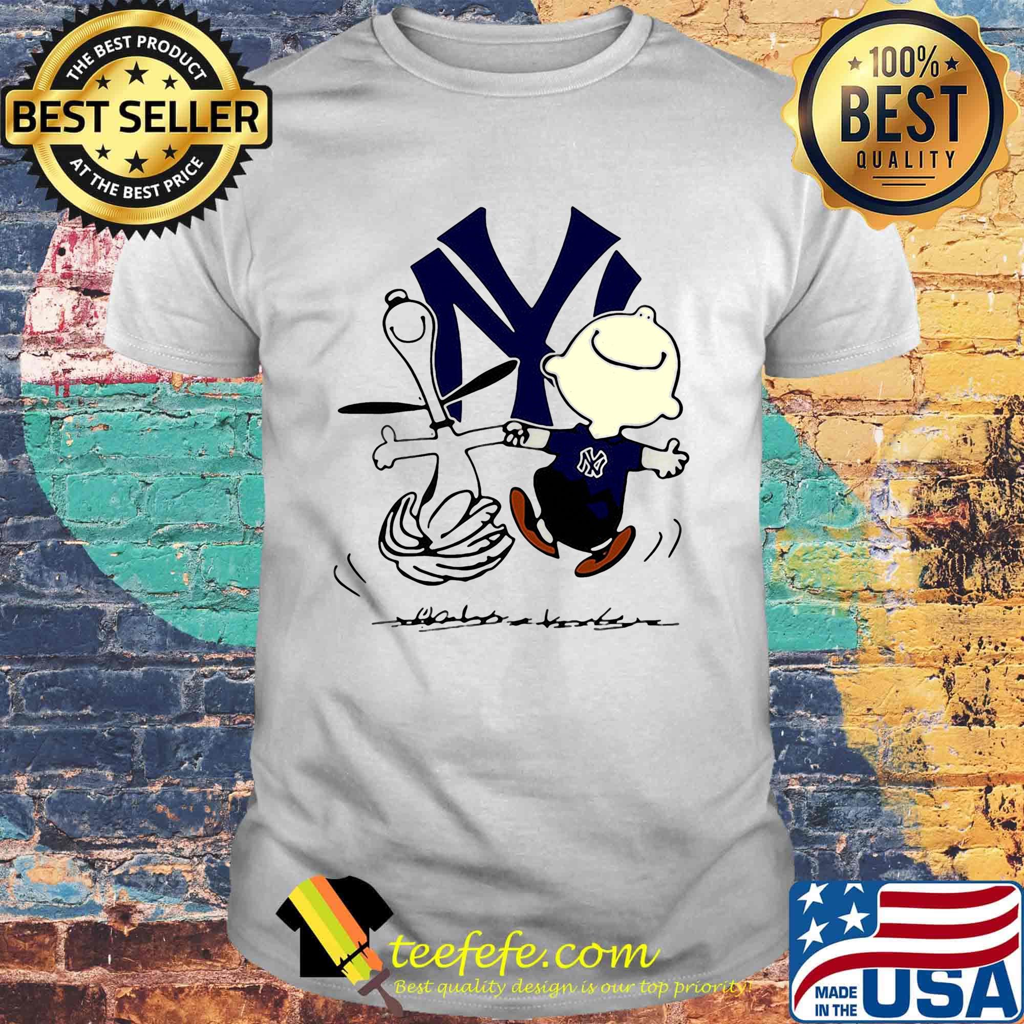 Charlie brown and snoopy new york yankees baseball team logo shirt Charlie brown and snoopy new york yankees baseball team logo shirt