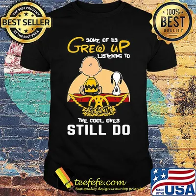 Charlie brown and snoopy some of us grew up listening to aerosmith the cool ones still do shirt