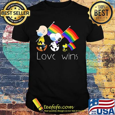 Charlie brown snoopy and woodstock maskholing lgbt flag love wins shirt