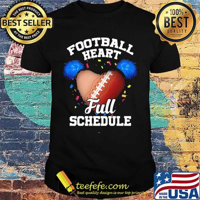 Cheerleading football heart full schedule heart shirt