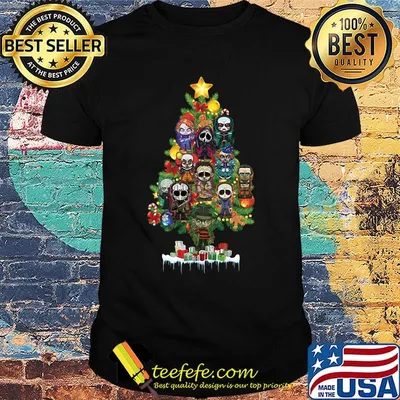 Christmas tree halloween horror characters shirt