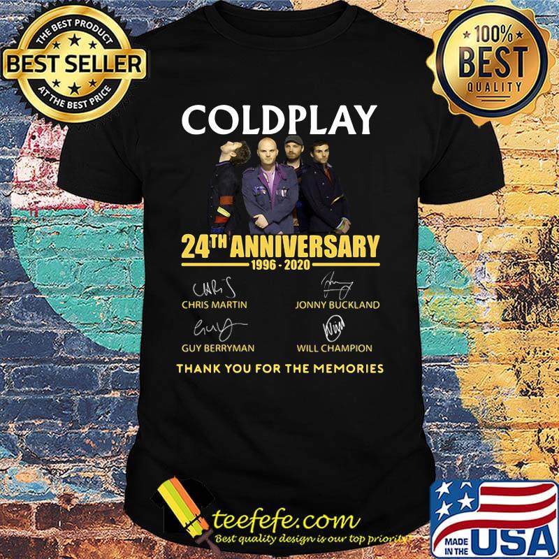 Coldplay 24th anniversary 1996-2020 thank you for the memories signature shirt