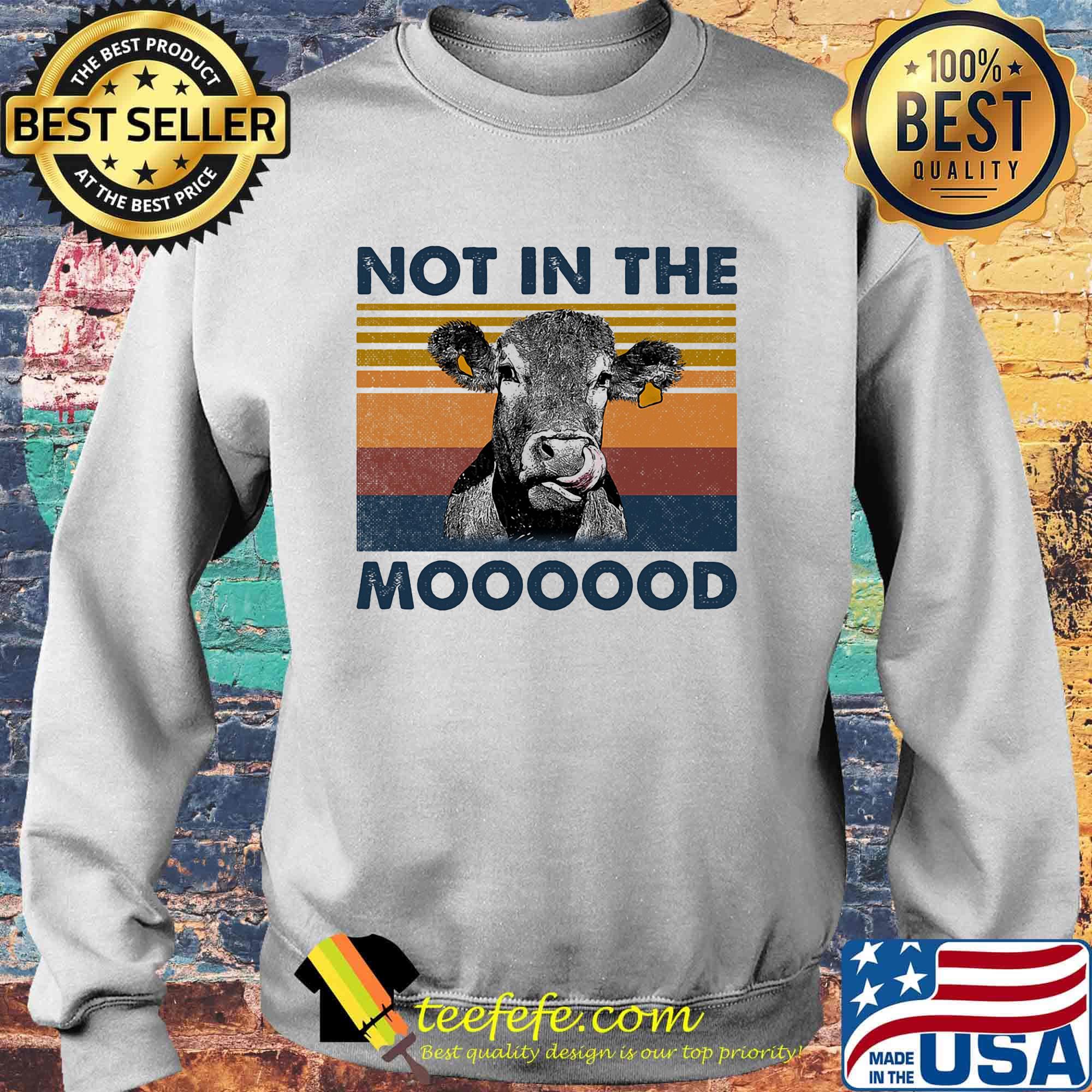 Cow not in the mooood vintage retro s Sweater Cow not in the mooood vintage retro s Sweater